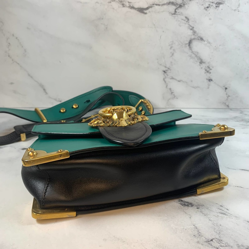 ❌❌ PRADA Lions Head Bag Antic Soft Saffiano Cahier Shoulder/Crossbody Green - Picture 10 of 16